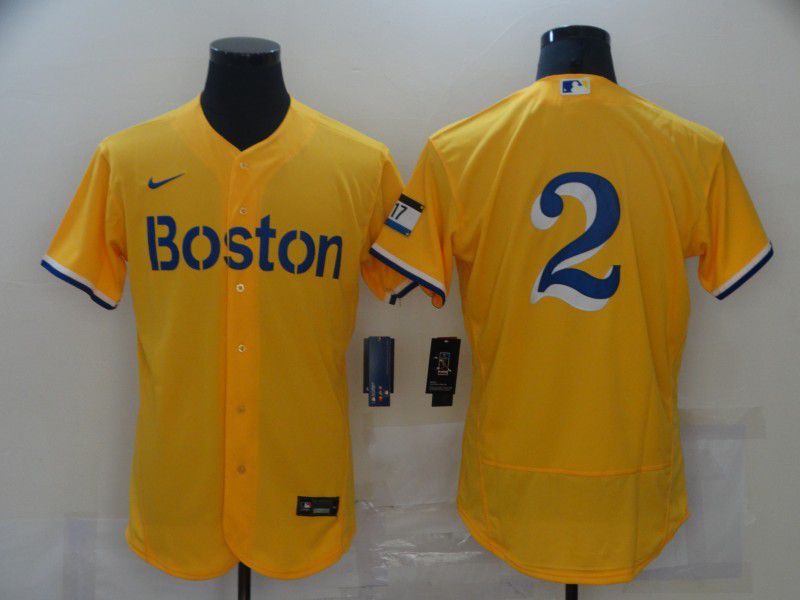Men Boston Red Sox #2 No name Yellow Elite 2021 Nike MLB Jerseys